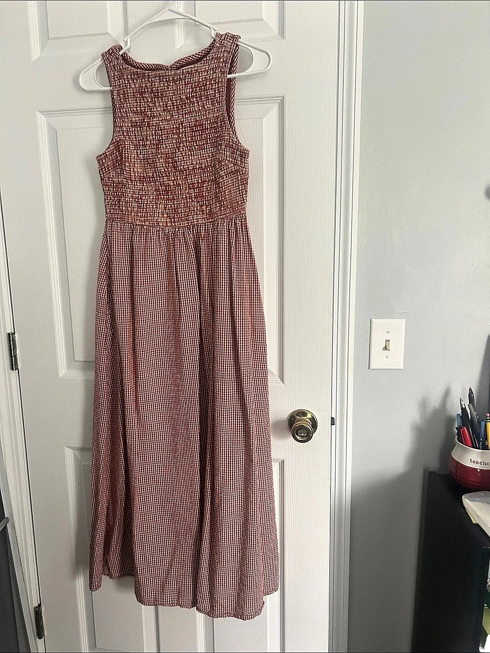 Gingham Maxi Dress (Rusty)Red & White XS